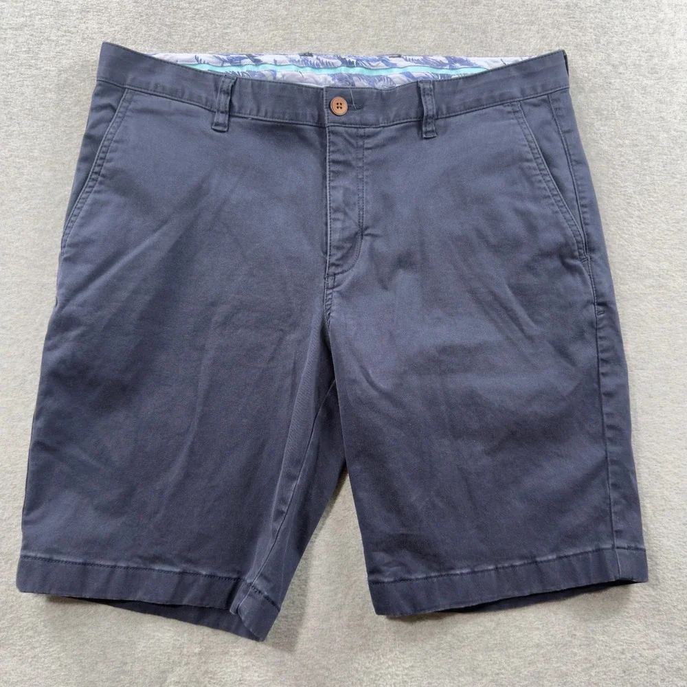Tommy Bahama Chino Shorts Mens 35x10 Navy Blue Boracay Cotton Blend Soft Stretch